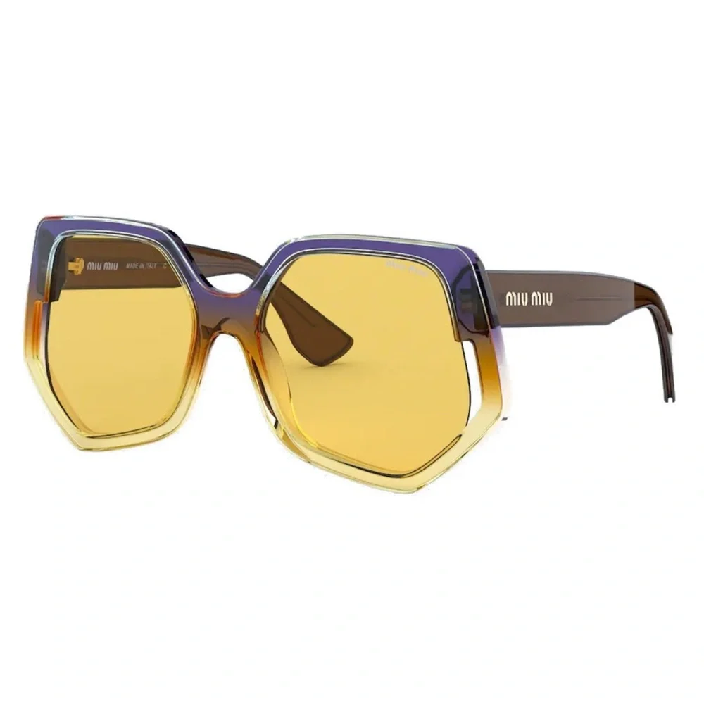 Miu Miu Brown and Yellow Gradient Square Sunglasses